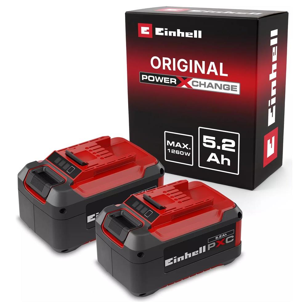 2 einhell batterie power x-change 18v - 5,2 ah plus