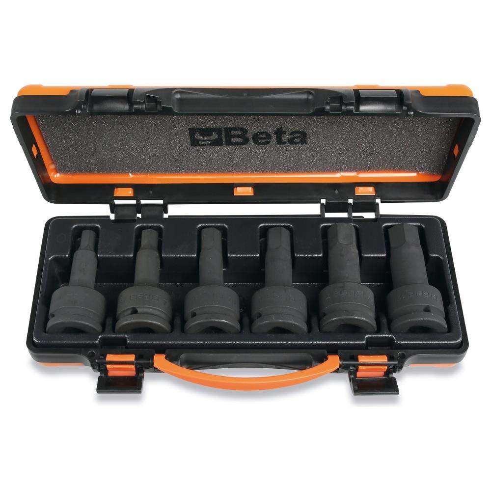 6 chiavi a bussola macchina maschio esagonale in cassetta di lamiera con termoformato rigido beta 728me/c6