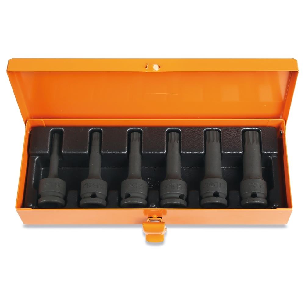 6 chiavi a bussola macchina per viti con impronta xzn® fosfatate, in cassetta di lamiera beta 720xzn/c6