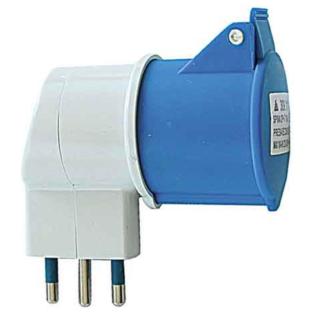 adattatore industriale 16a 90° spina 2p+t 250v - presa 2p+t 220v