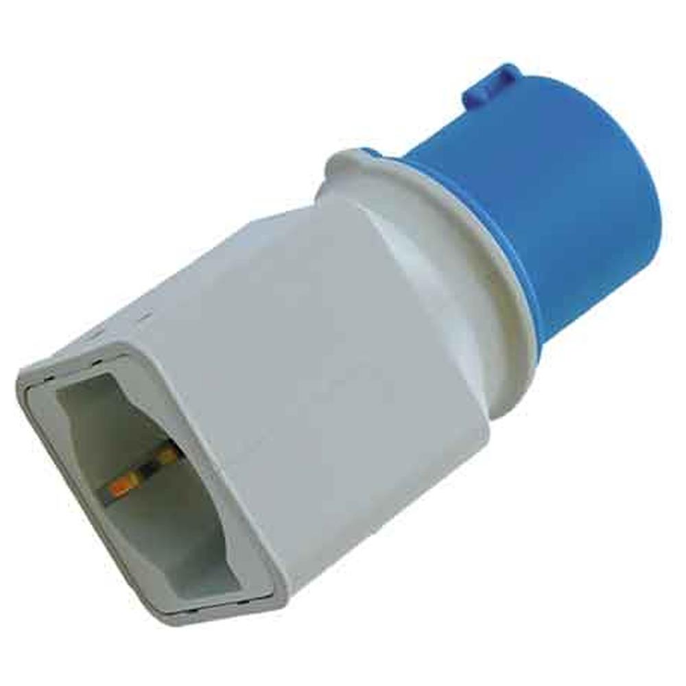 adattatore industriale f. spina 2p+t16a 220v cee-p.schuko 10/16a