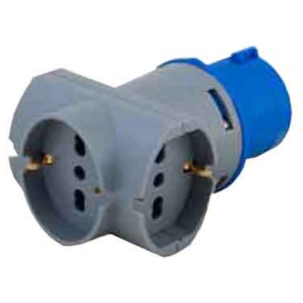 adattatore industriale triplo 220v spina 2p+t 16a 230v - prese schuko 2p+t 10/16a