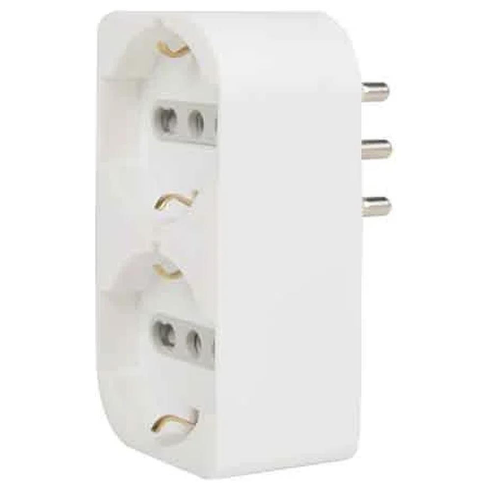 adattatore schuko doppio salvaspazio 16a 2p+t - presa 16a 2p+t - colore bianco
