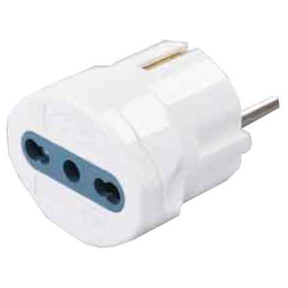 adattatore semplice schuko/bivalente  10a cardinale spina schuko 10a 2p+t  - presa 10/16a 2p+t