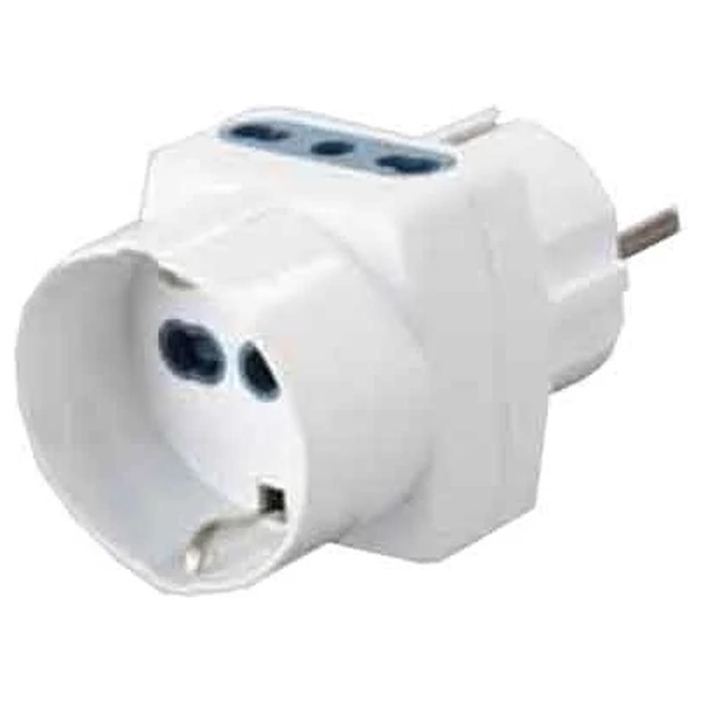 adattatore triplo bivalente presa schuko cardinale spina schuko - 1 presa schuko+2 prese 10/16a