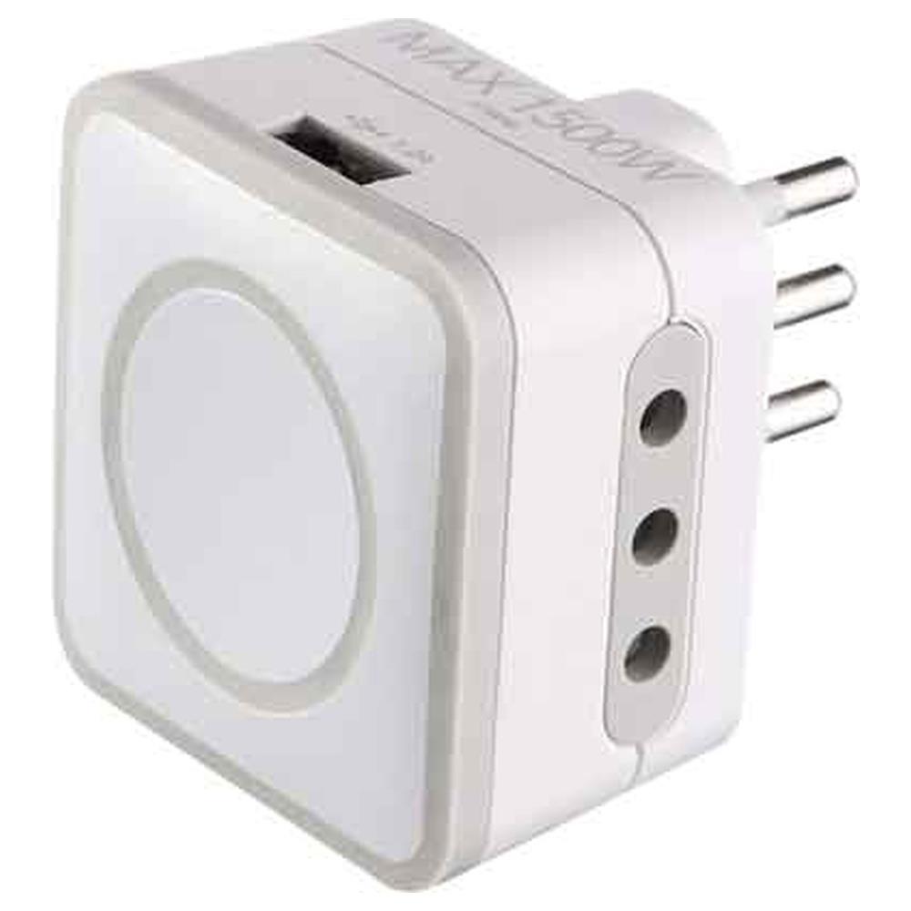 adattatore triplo con porta usb 10a 2p+t - 2 prese 10a+t
