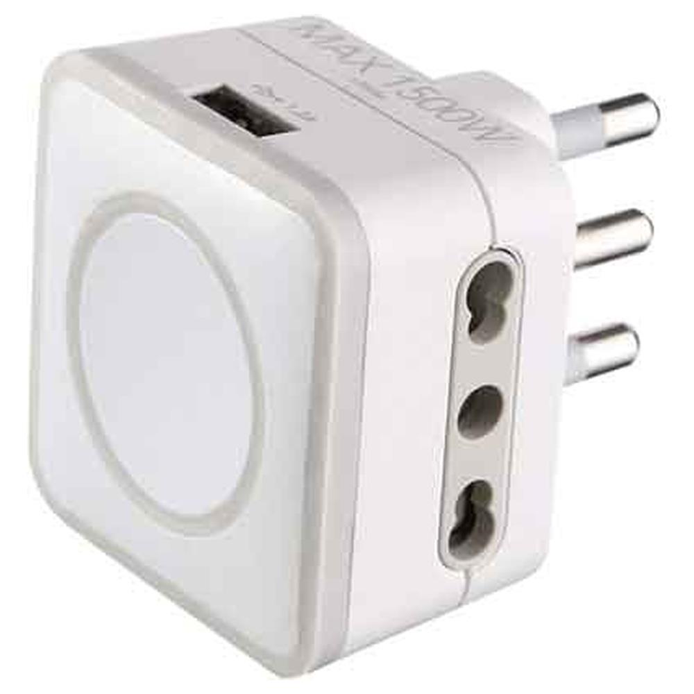 adattatore triplo con porta usb 16a 2p+t - presa 10/16a 2p+t
