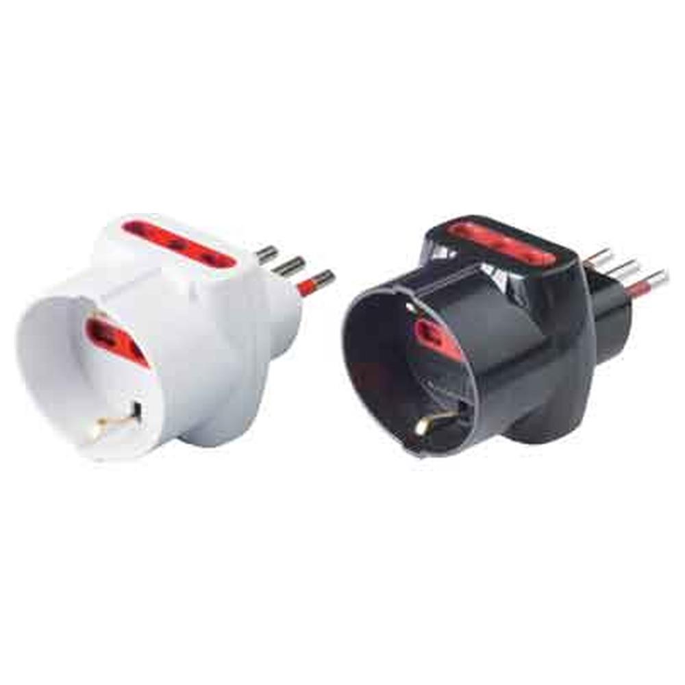 adattatore triplo con protezione schuko/bivalente 10a rosi