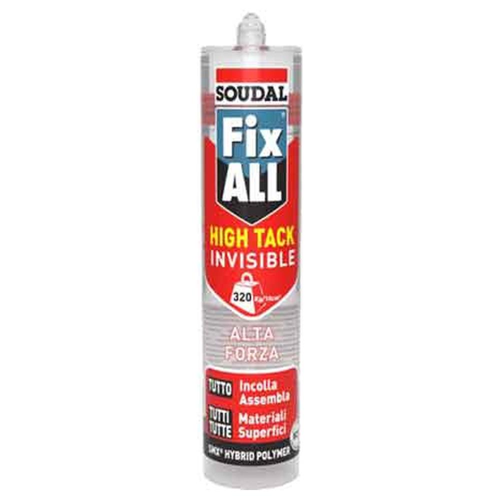 adesivo sigillante 'fix all high-tack invisibile' soudal 290 ml - trasparente