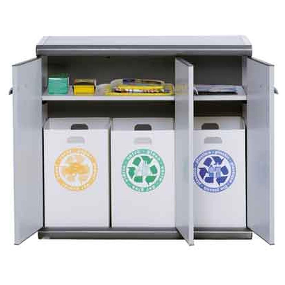 armadio basso per raccolta differenziata 3 ante scik 93,6x39x86h cm