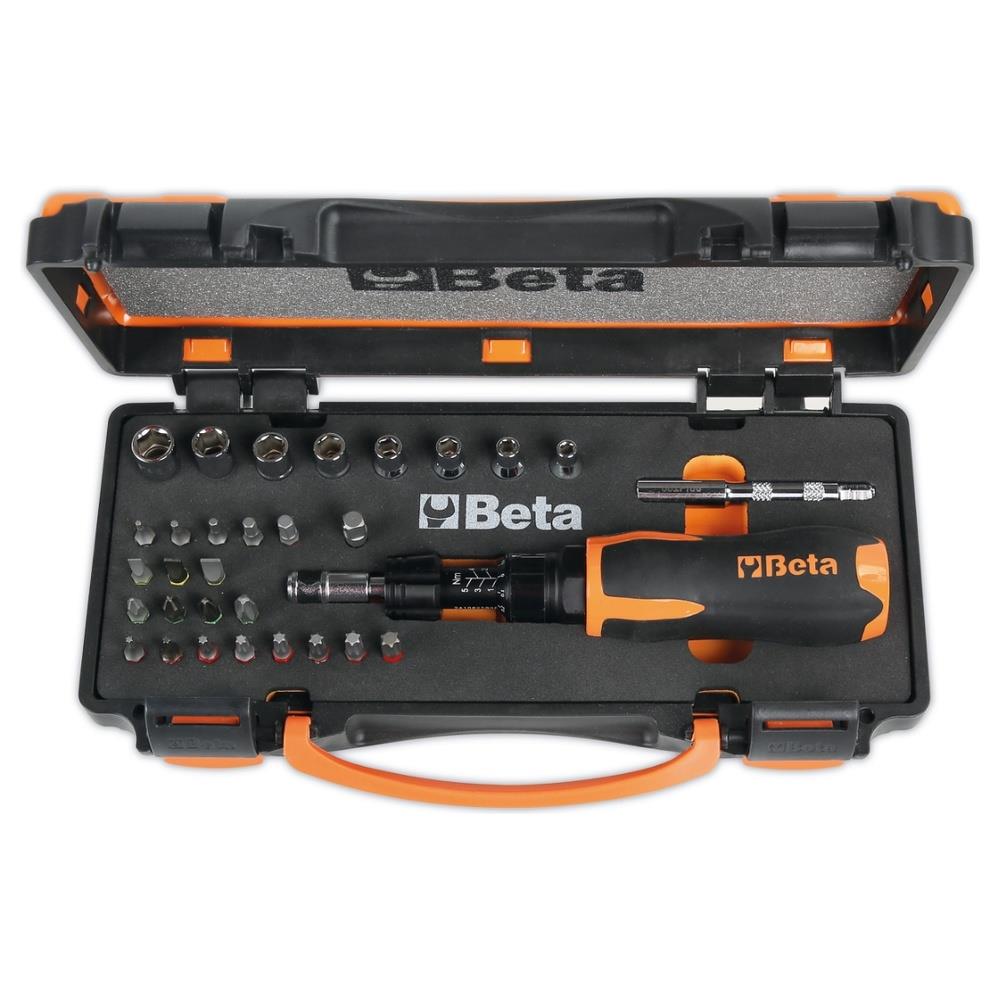 assortimento di 1 giravite dinamometrico, 8 chiavi a bussola esagonali, 20 inserti per avvitatori e 2 accessori beta 584/c31