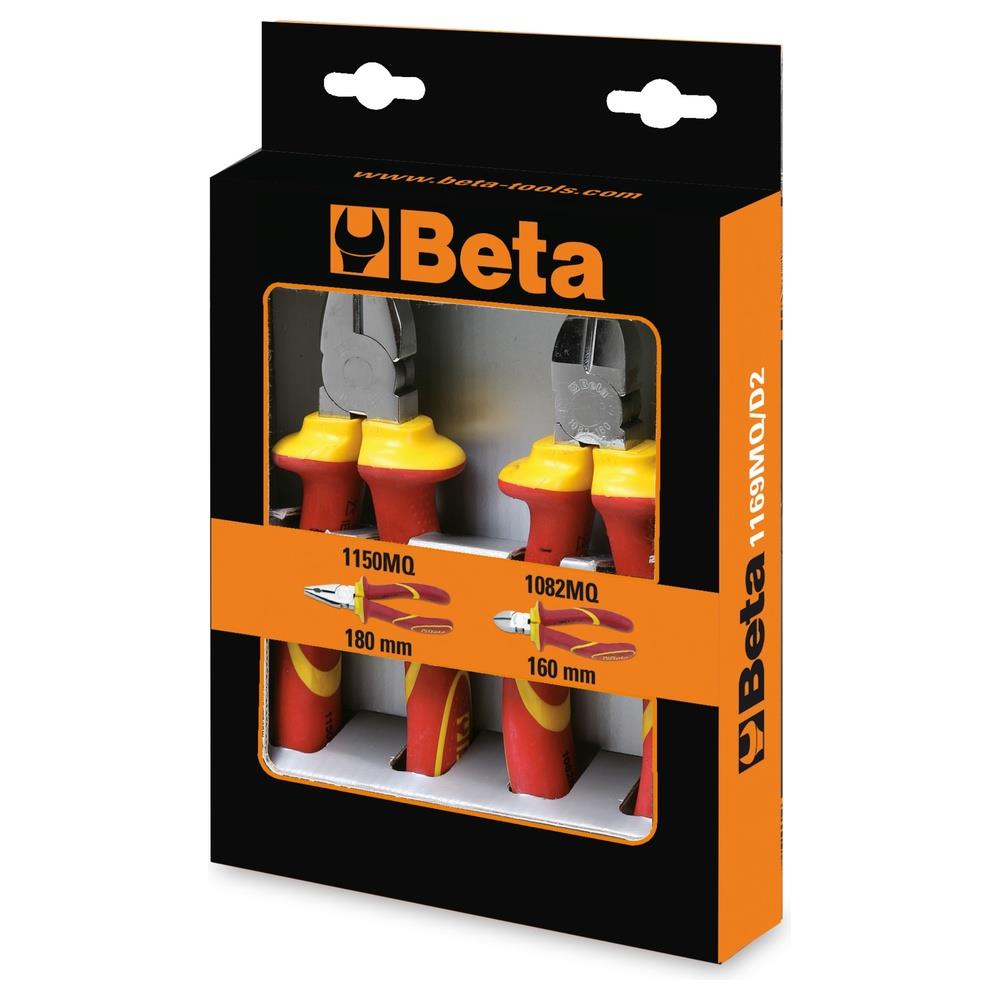 assortimento di 1 pinza universale isolata e 1 tronchese isolato beta 1169mq/d2