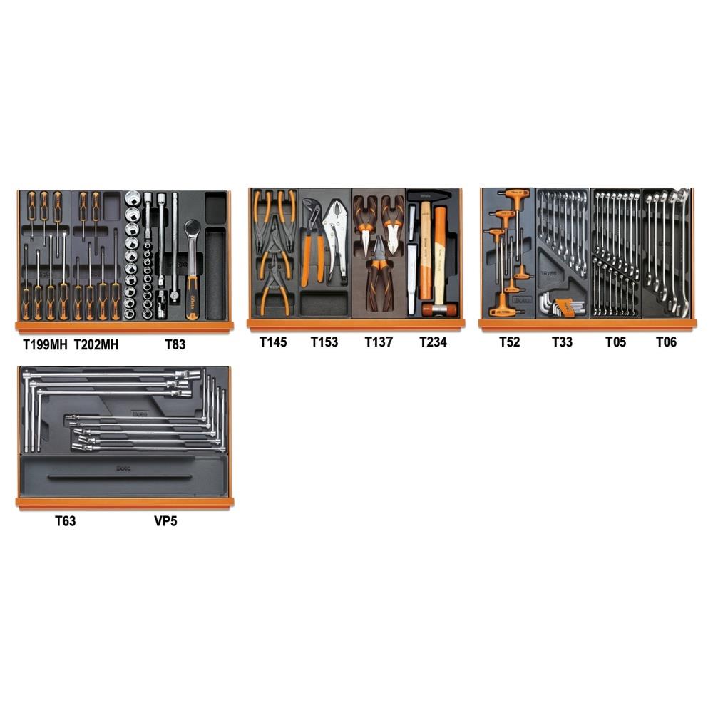 assortimento di 102 utensili per autoriparazione in termoformato rigido in abs beta 5904vg/3t