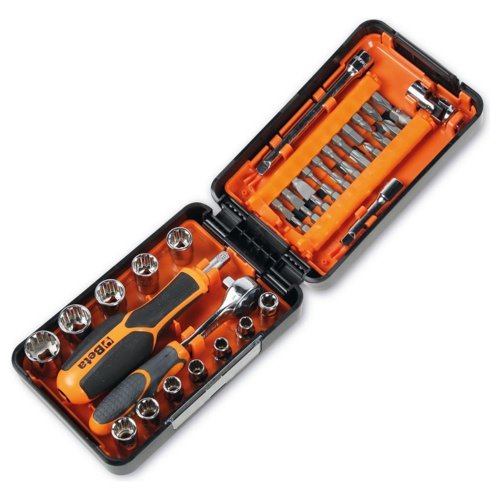 assortimento di 11 chiavi a bussola a mano multimpronta, 21 inserti e 7 accessori beta 900/c39u
