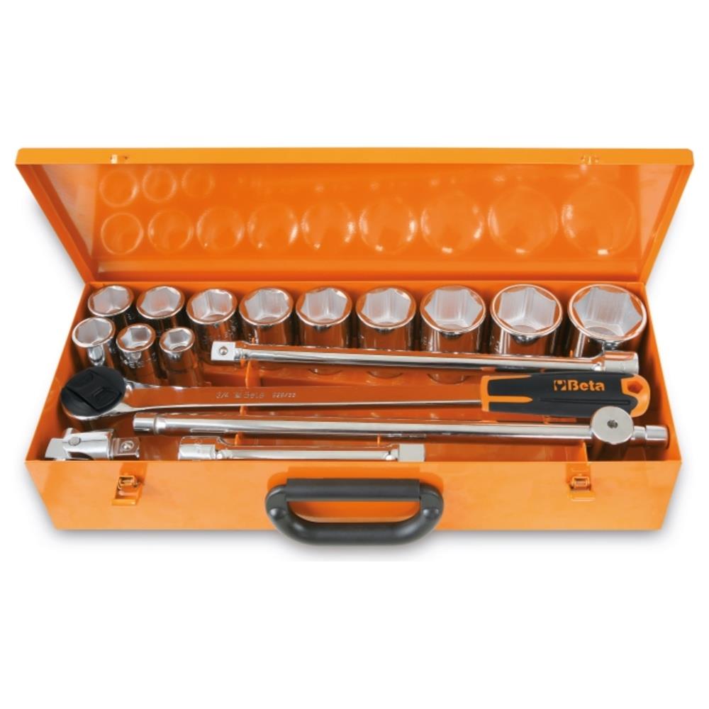 assortimento di 12 chiavi a bussola esagonali e 5 accessori in cassetta di lamiera beta 928a/c12