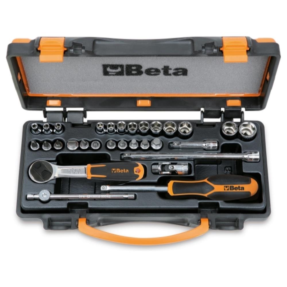 assortimento di 13 chiavi a bussola a mano esagonali, 11 a giravite e 6 accessori in cassetta di lamiera beta 900/c24