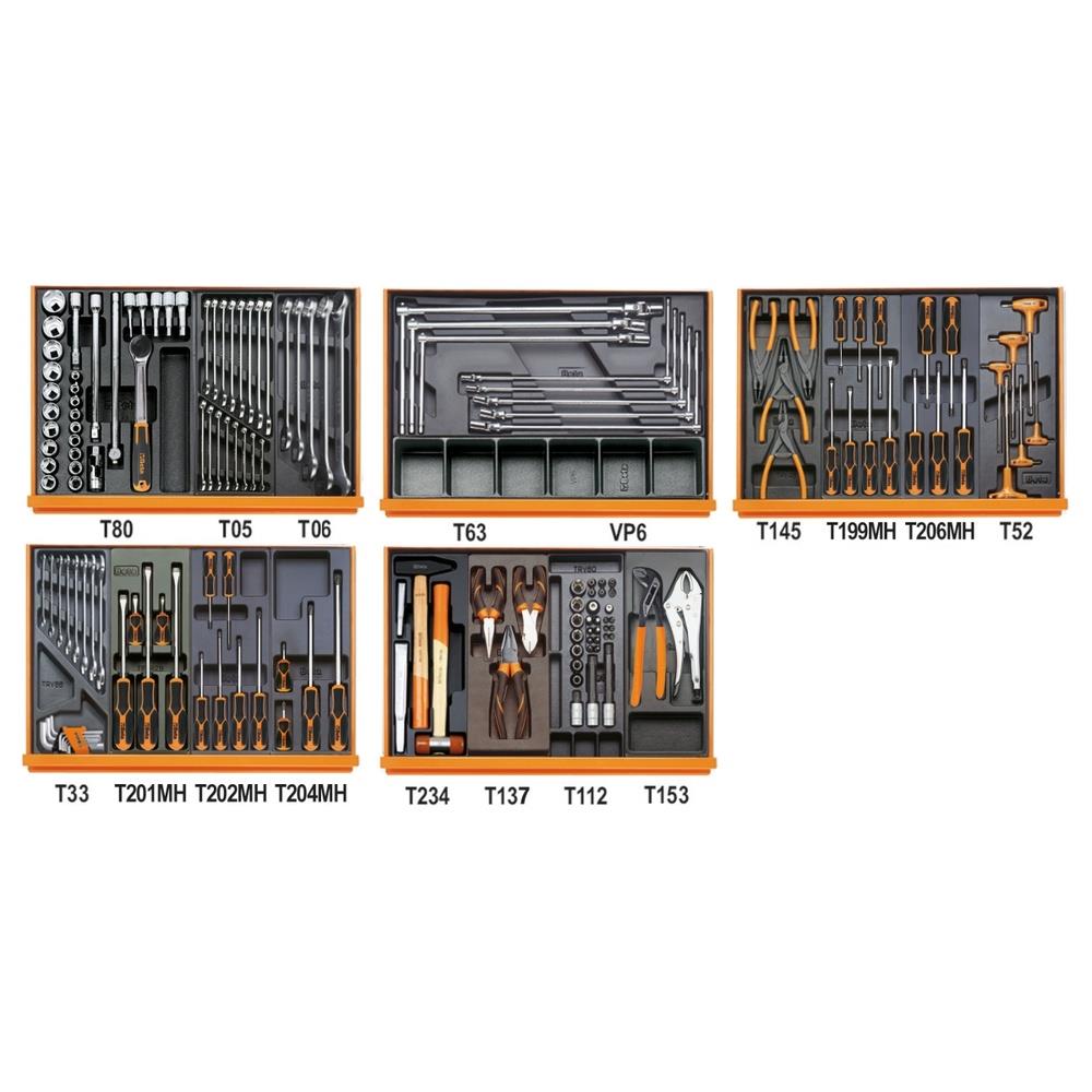 assortimento di 153 utensili per autoriparazione in termoformato rigido in abs beta 5904vg/5t