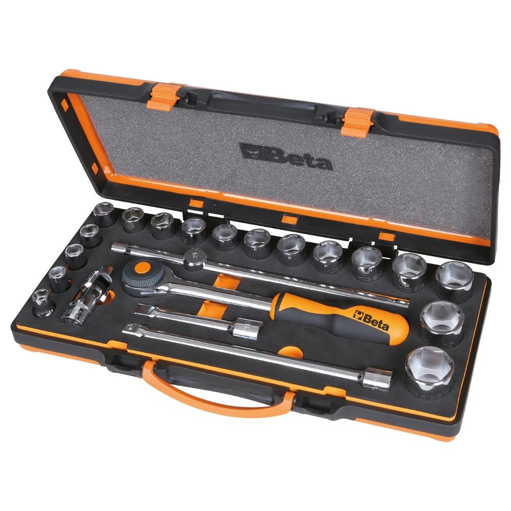 assortimento di 17 chiavi a bussola a mano esagonali e 5 accessori in termoformato morbido, in cassetta di lamiera beta 920a/c17mr