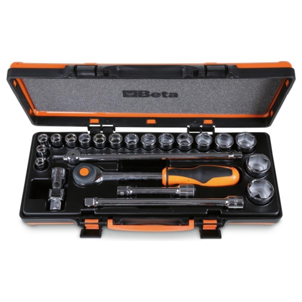 assortimento di 17 chiavi a bussola a mano esagonali e 5 accessori in termoformato rigido, in cassetta di lamiera beta 920a/c17hr