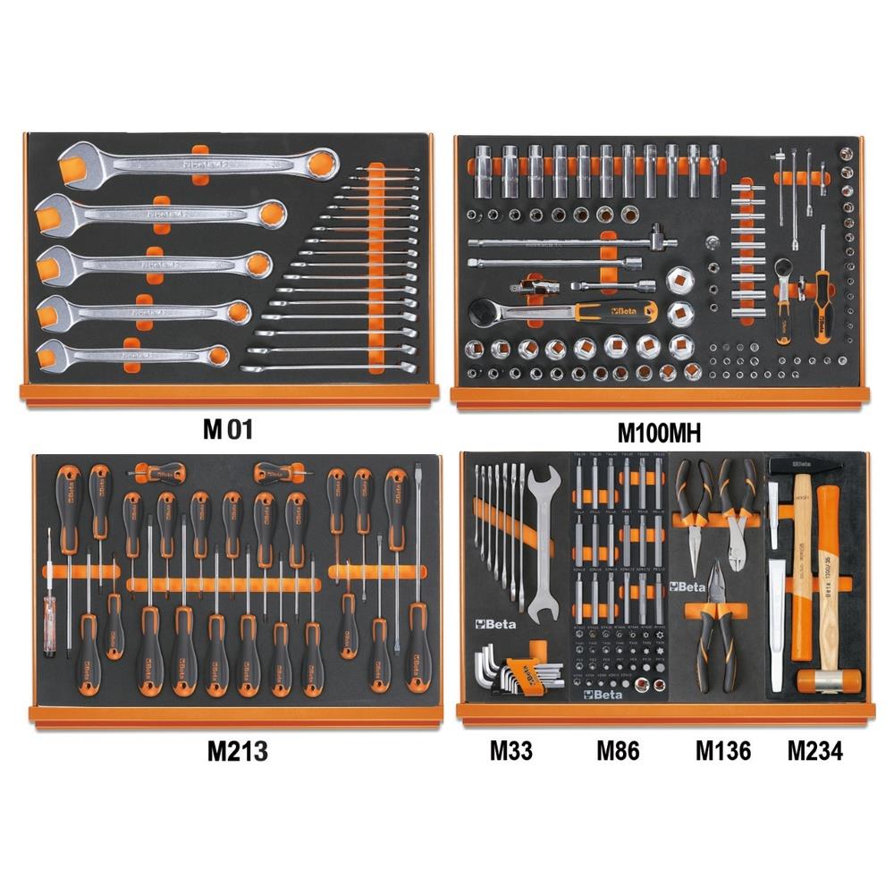assortimento di 215 utensili per impiego universale in vassoio morbido in eva beta 5988u/7m