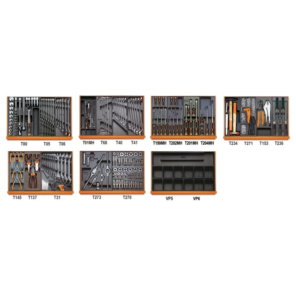 assortimento di 232 utensili per manutenzioni industriali in termoformato rigido in abs beta 5908vi/2t