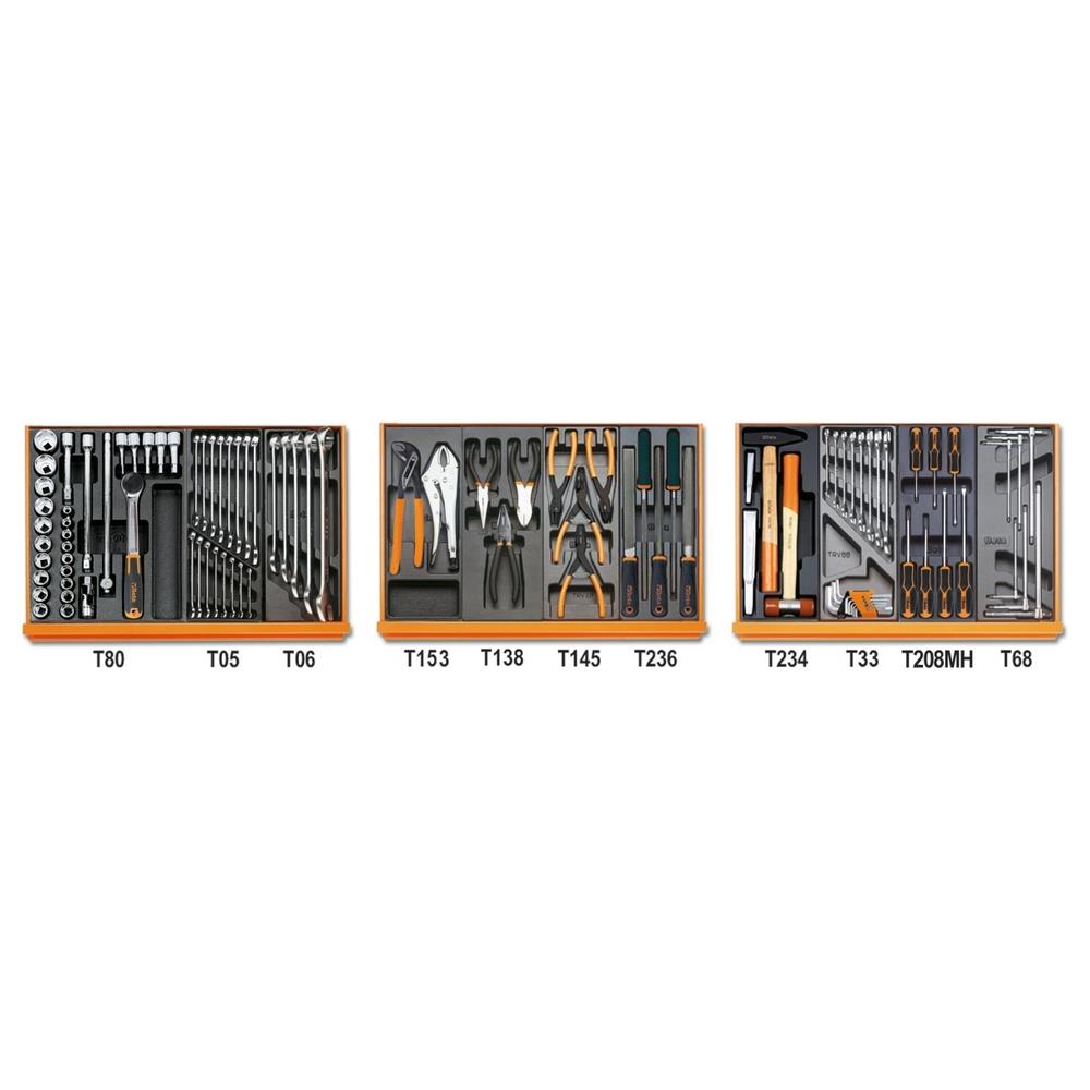 assortimento di 98 utensili per manutenzioni industriali in termoformato rigido in abs beta 5904vi/1t