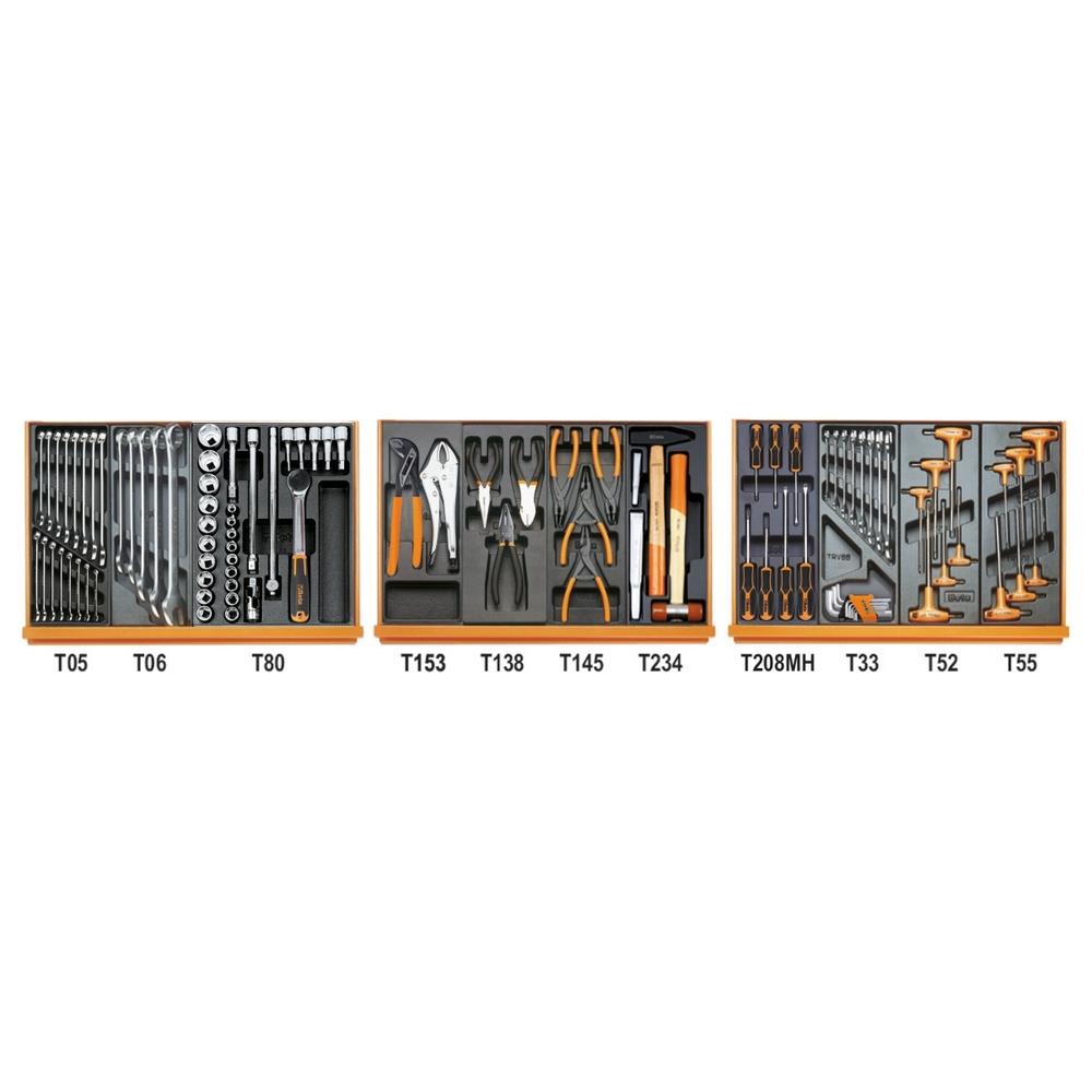 assortimento di 99 utensili per autoriparazione in termoformato rigido in abs beta 5904vg/2t