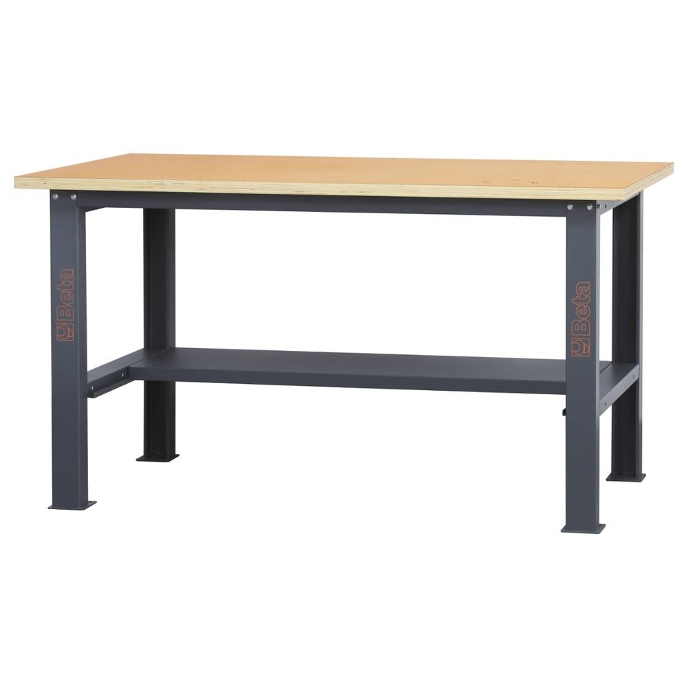 banco da lavoro semplice con piano in legno, lunghezza 1,6 m beta c58bc-w1,6