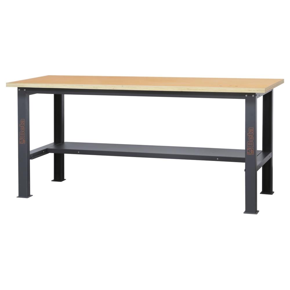 banco da lavoro semplice con piano in legno, lunghezza 2,1 m beta c58bc-w2,1