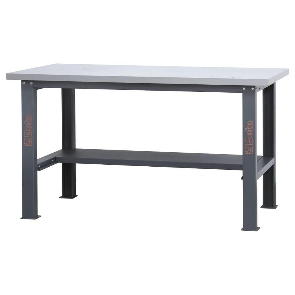 banco da lavoro semplice con piano mdf rivestito in acciaio inox, lunghezza 1,6 m beta c58bc-x1,6