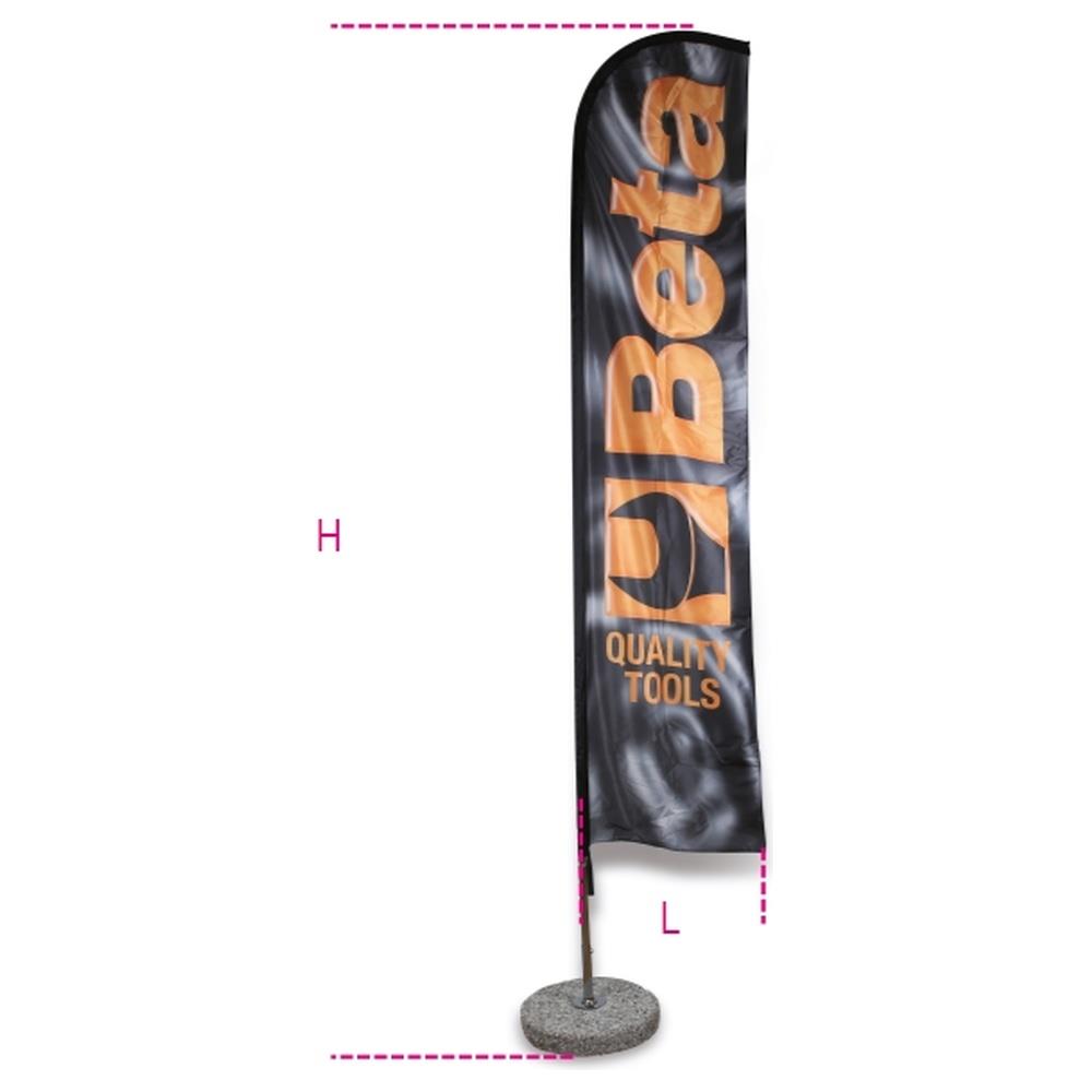 bandiera a vela mt 4x0,75 con asta in metallo cromato basamento in graniglia di cemento 50 cm betacollection 9561v