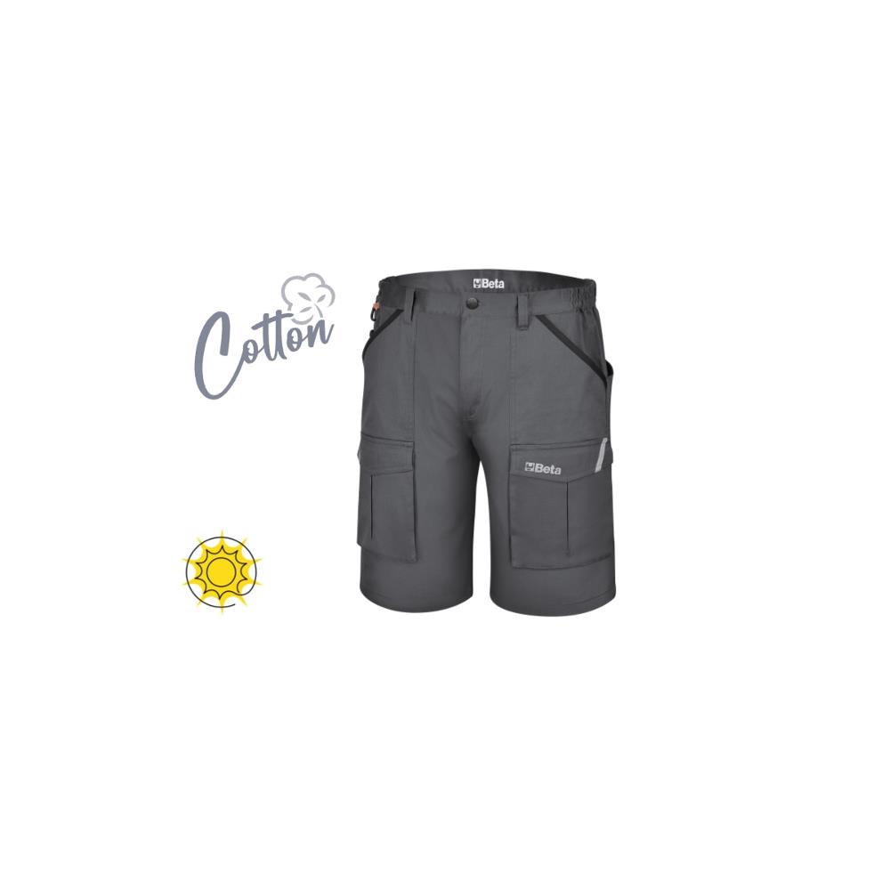 bermuda da lavoro in 100% cotone elasticizzato grigio, comodi e resistenti beta 7931mg xs