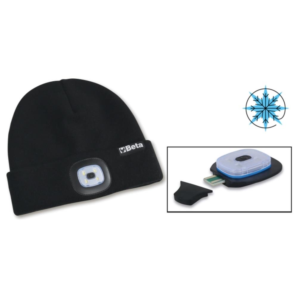 berretto invernale con luce led ricaricabile beta 7980l