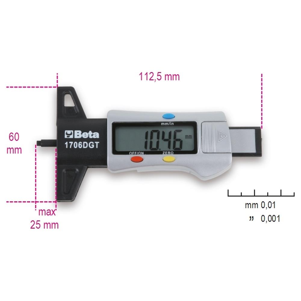 calibro di profondità digitale per battistrada pneumatici beta 1706dgt