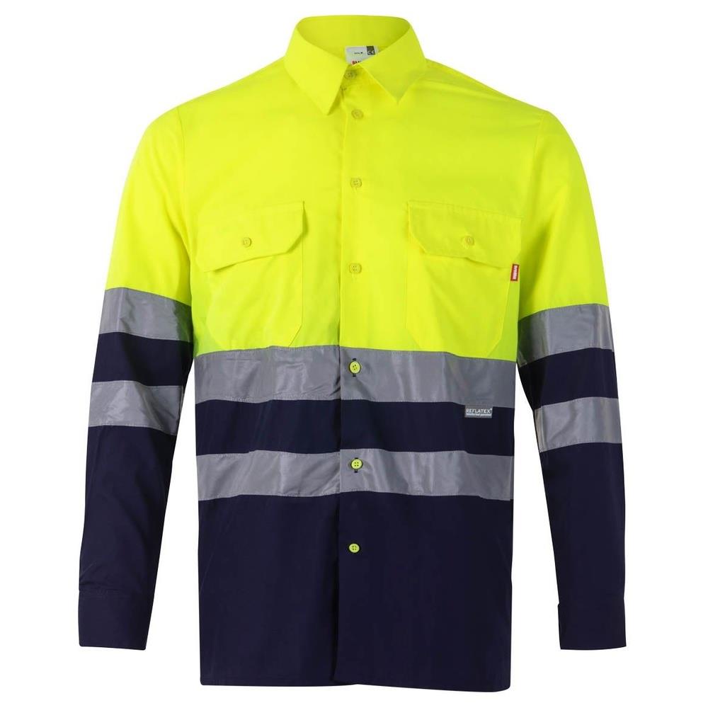 camicia velilla bicolor maniche lunga cod 144 azul marino/giallo fluo s
