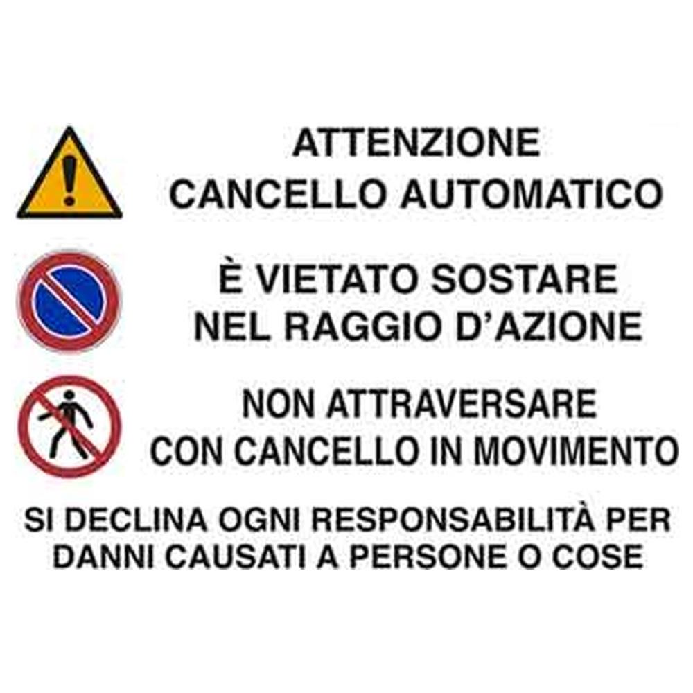 cartello  attenzione cancello automatico  20x30 cm