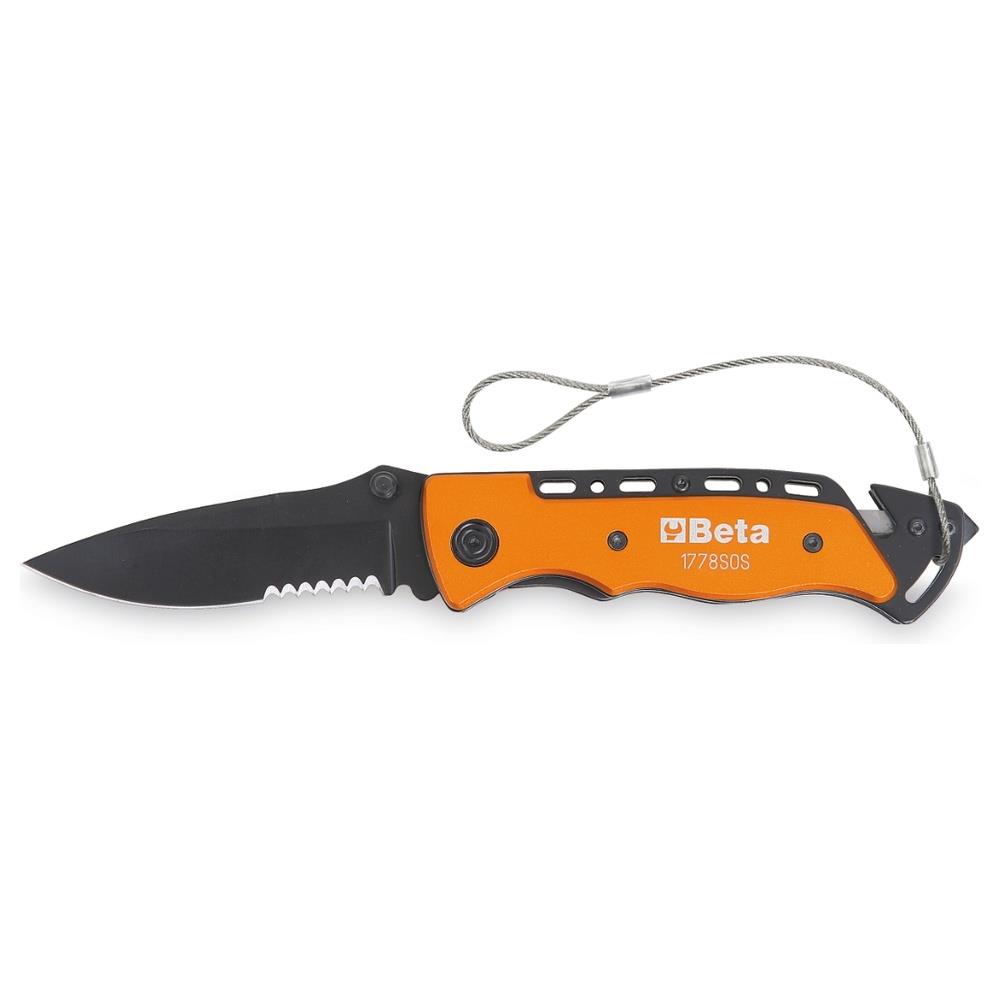 coltello soccorso auto con funzione martello frangicristallo e tagliacinture di sicurezza h-safe • in astuccio  beta h-safe 1778sos-hs