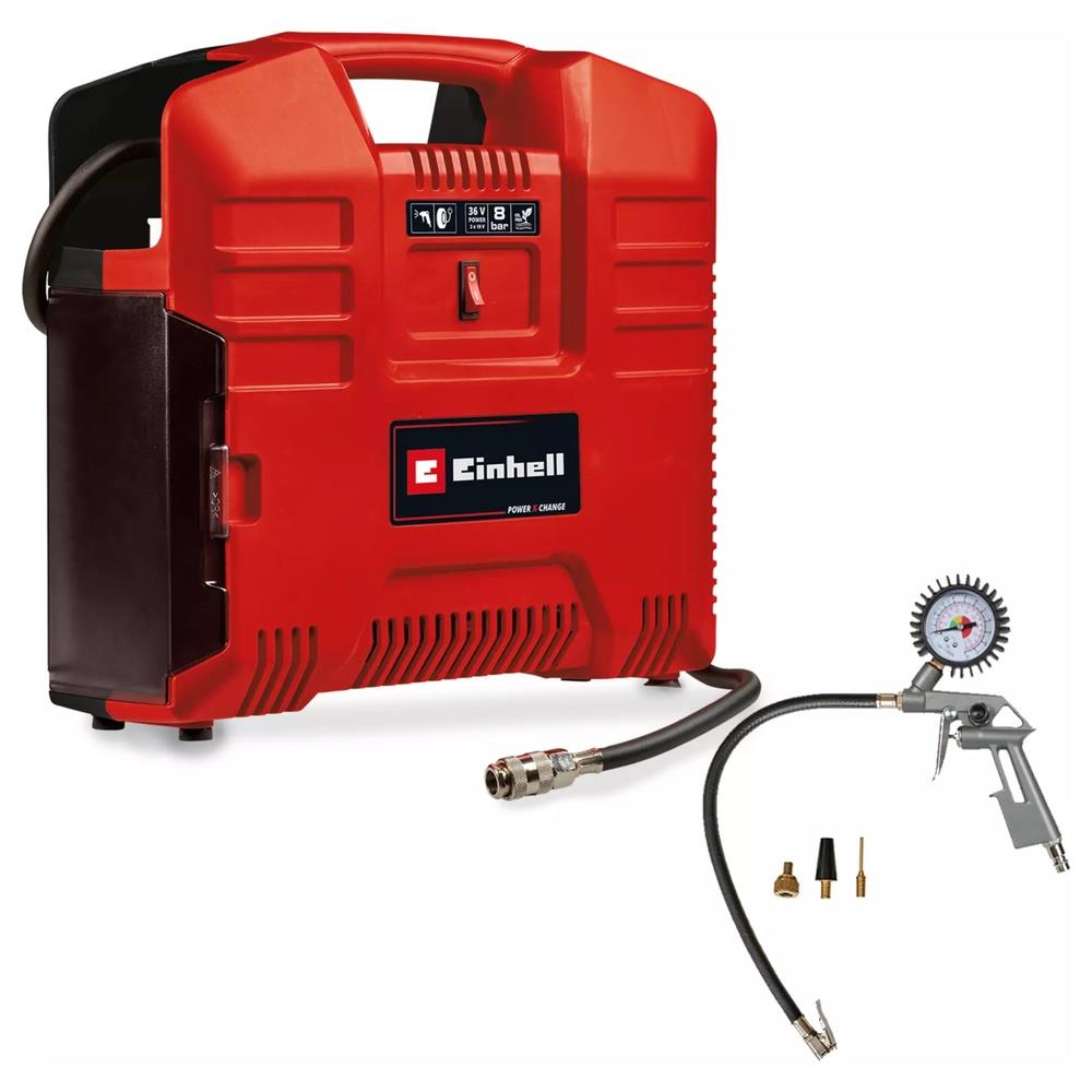 compressore einhell portatile a batteria te-ac 36/8 li of set - solo