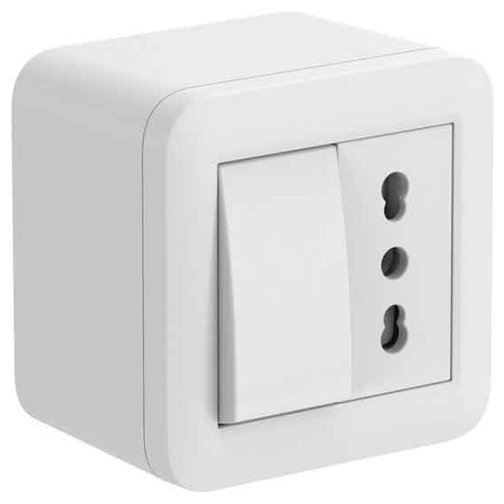 contenitore con deviatore e presa bivalente 'fixa' electraline 10a - colore bianco