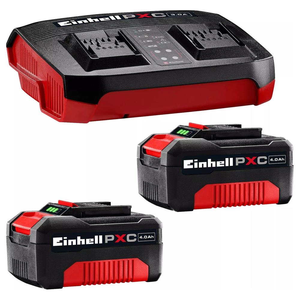 coppia batterie einhell 18v - 4.0 ah e caricabatteria doppio