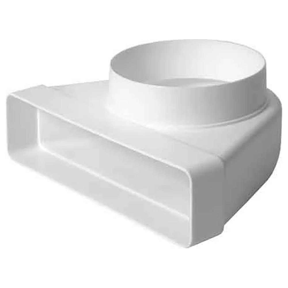 curva con riduzione da tubo tondo a rettangolare da ø 100 mm a 110x55 mm