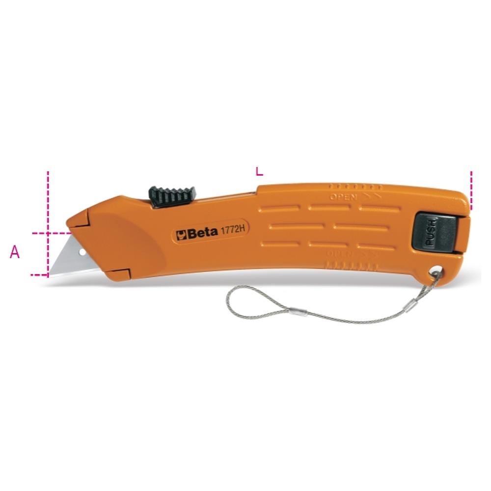 cutter a lama retrattile di sicurezza fornito con 2 lame h-safe beta h-safe 1772h-hs