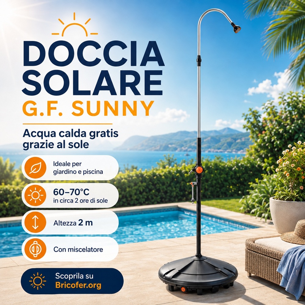 Doccia solare Sunny 2 m con miscelatore per giardino e piscina