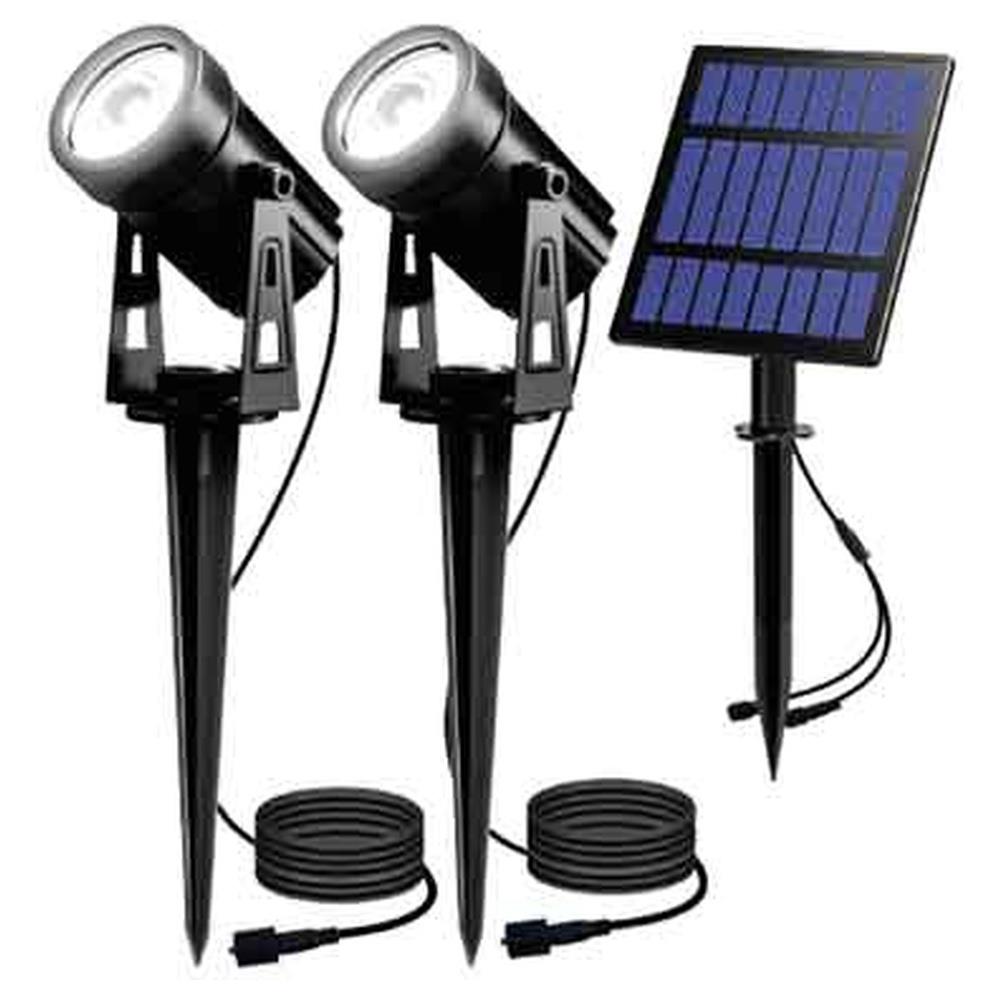 doppio faretto solare a led cardinale 2x3 watt - colore nero