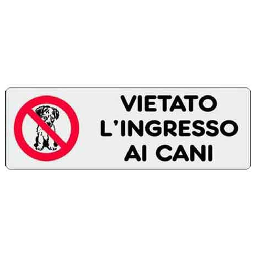 etichetta  vietato l ingresso ai cani  15x5 cm