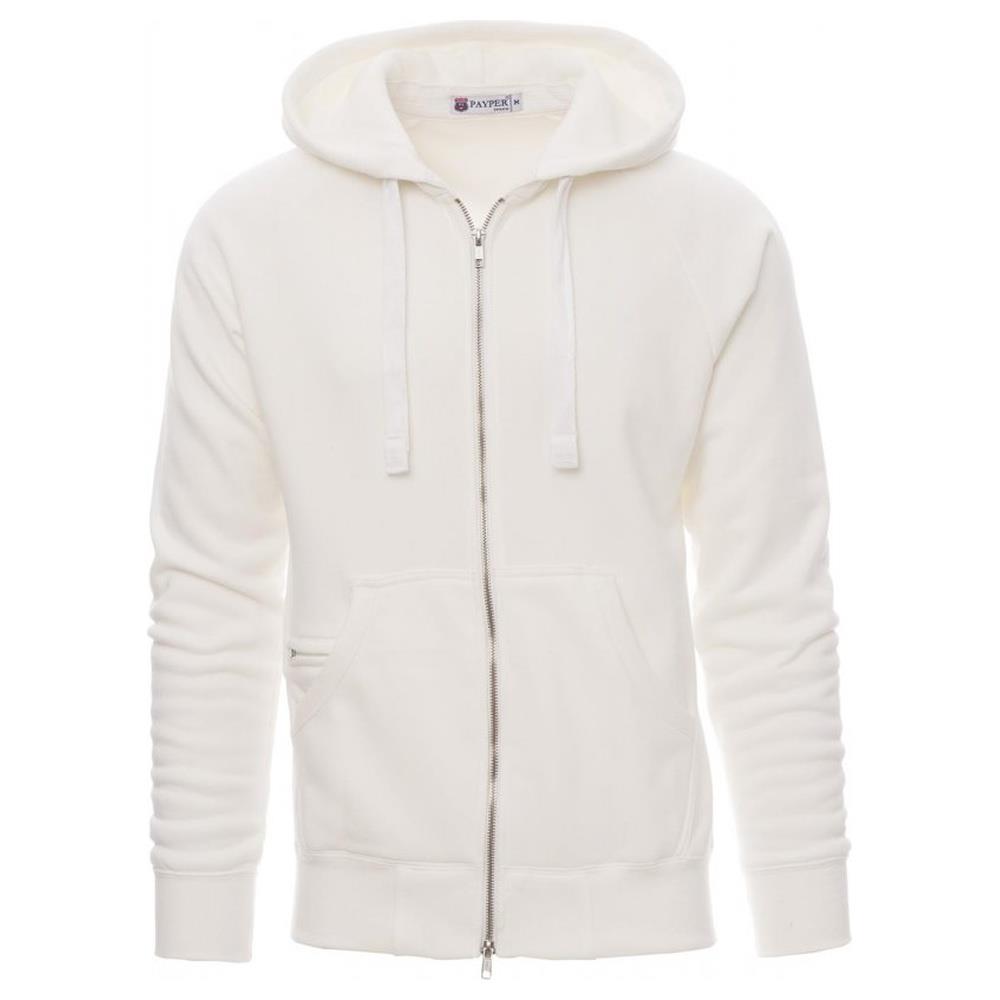 felpa con zip intera e cappuccio payper urban bianco melange s