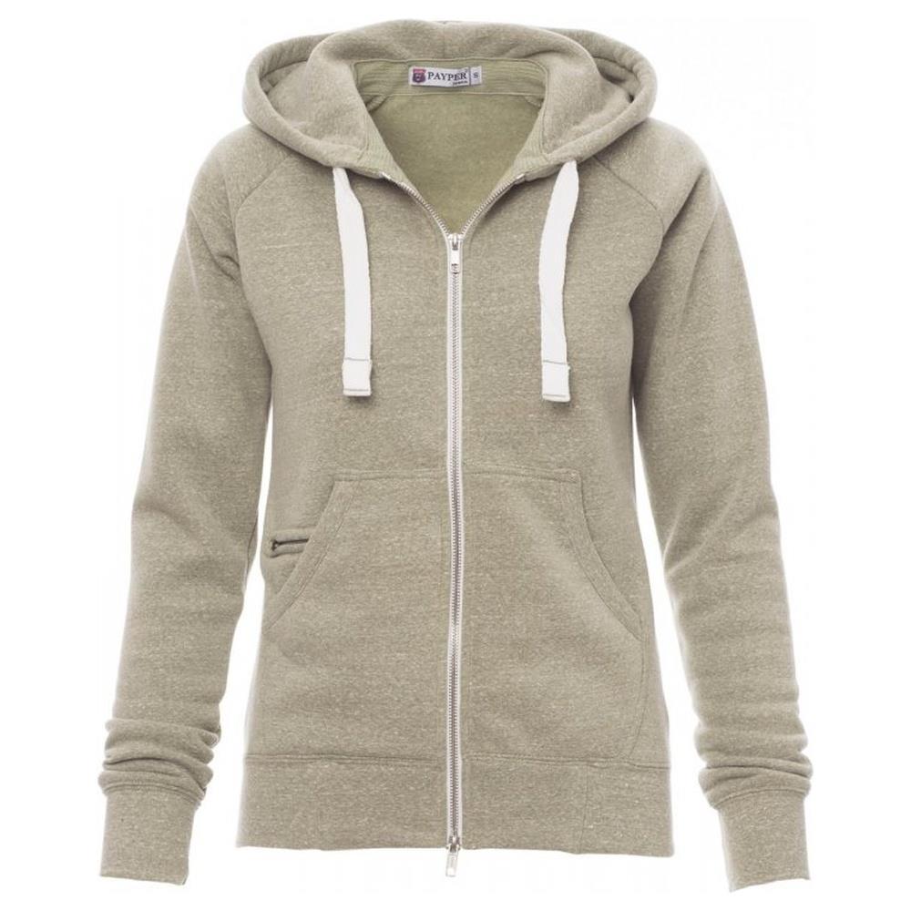 felpa con zip intera e cappuccio payper urban lady verde army melange s