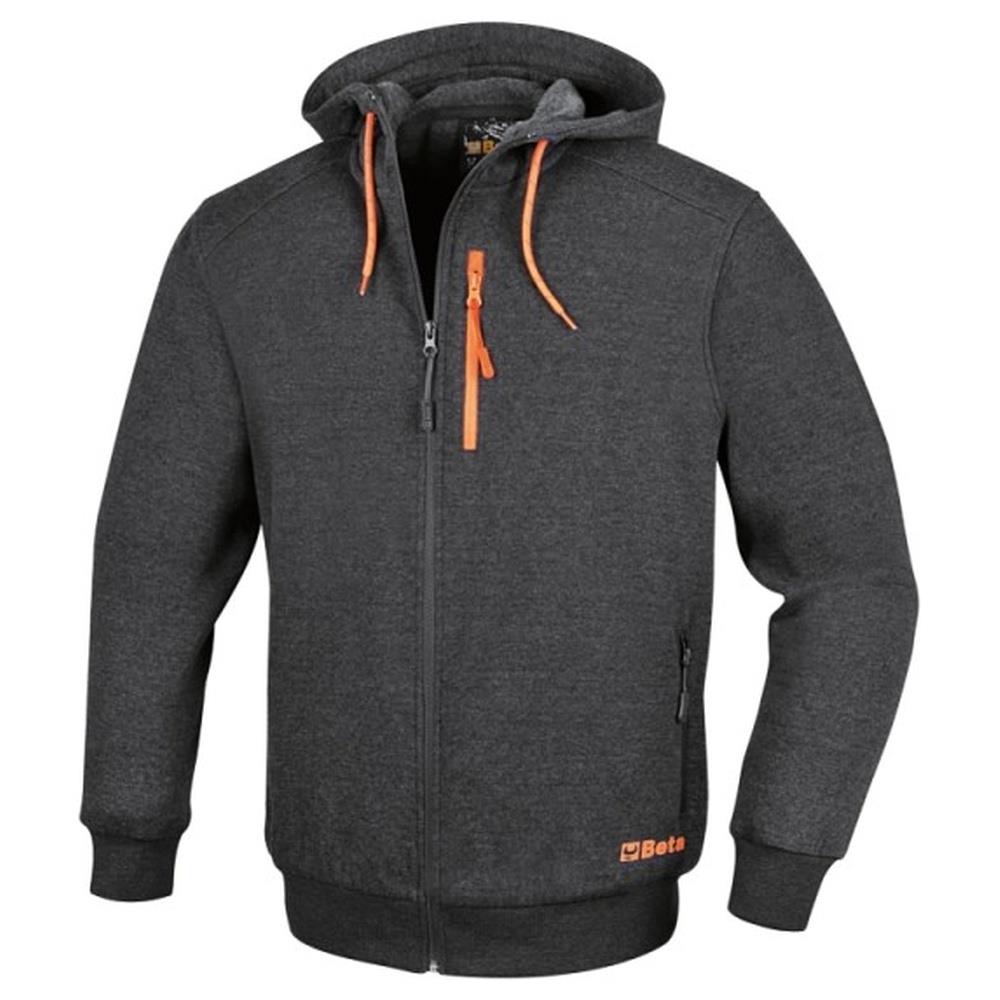 felpa da lavoro beta 7665g, con cappuccio e zip completa m