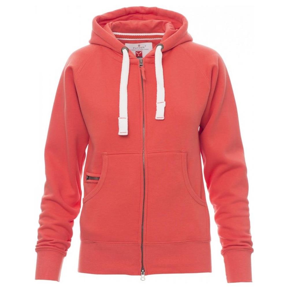 felpa donna con zip intera e cappuccio payper dallas+lady hot coral xs