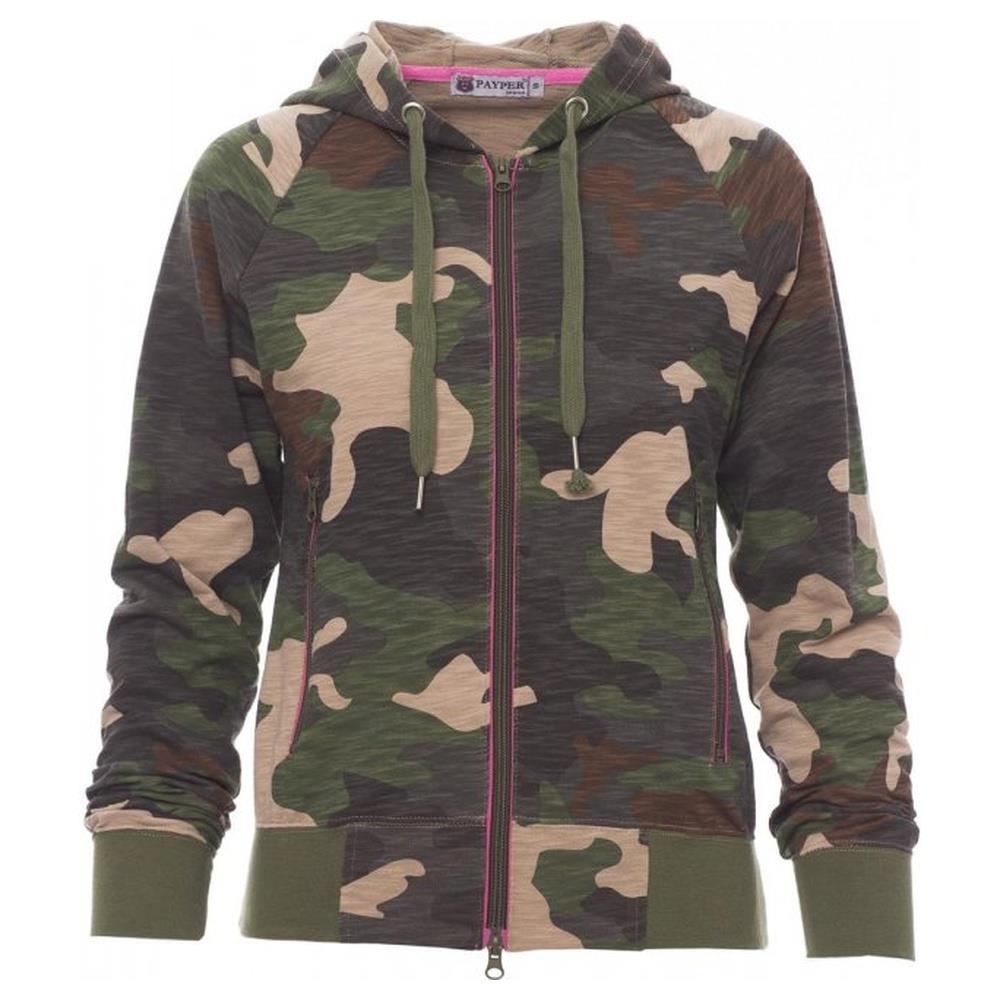 felpa donna con zip intera e cappuccio payper freestyle lady mimetico s